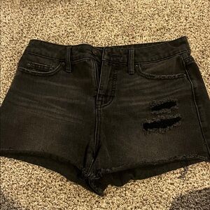 Time and Tru Black Distressed High Waist Shorts